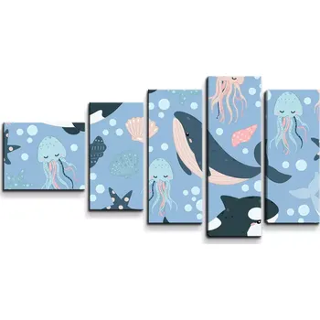 Obraz Sablio Obraz - 5-dílný Dětský mořský svět - 100x60 cm