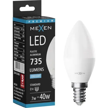 Žárovka Mexen Nova Žárovka LED E14, C37, 7W, Studená - 6500K, 735 lm - L102-E14-0765-01 Żarówki LED