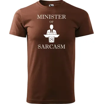 Pánské tričko Sablio Tričko s potiskem Minister of sarcasm - hnědé S