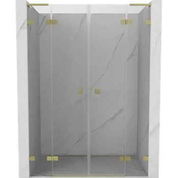 Sprchové dveře Mexen Lunar L Duo sprchové dveře sklopné 160 cm, transparentní, zlaté kartáčované - 834DL-160-000-55-00 Sprchové dveře