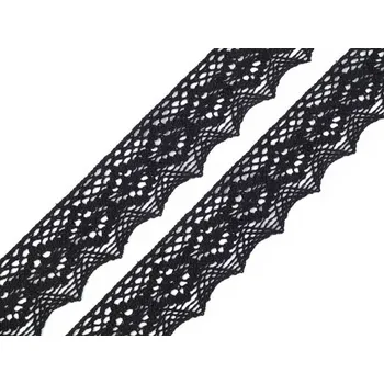 Krajka Bavlněná krajka paličkovaná šíře 46 mm, barva 6 černá