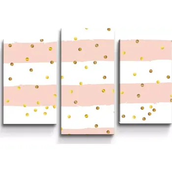 Obraz Sablio Obraz - 3-dílný Pruhy a zlaté tečky - 75x50 cm