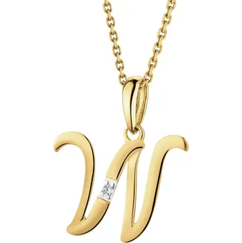 Přívěsek Zlatý přívěsek s diamantem - písmeno W - 0,004 ct - ryzost 585 - 109.883/W