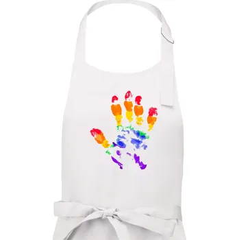 Kuchyňská zástěra LGBT hand print - Dámská zástěra na vaření - Univerzální velikost ( Bílá )