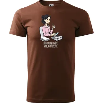 Pánské tričko Sablio Tričko s potiskem pro účetní Hrdina bez pláště? Ano, jsem účetní - hnědé S