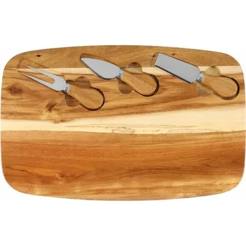 Kuchyňské prkénko PRKÉNKO NA SÝR S NOŽI, HNĚDÉ, AKÁCIOVÉ DŘEVO, 36 X 23 CM