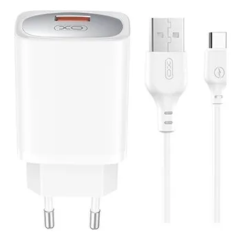 XO síťová nabíječka CE19 QC 18W 1x USB bílá + kabel USB-C