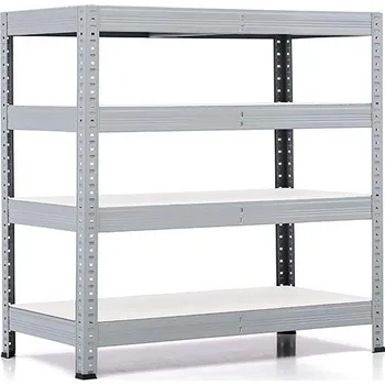 regál Policový regál Trestles RH 1000x1000x600, nosnost 1400 kg, 4 police bílé Barva: šedá