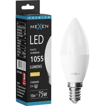 Žárovka Mexen Nova LED žárovka E14, C37, 10W, Teplá - 3000K, 1055 lm - L102-E14-1030-01 Żarówki LED