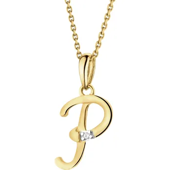 Přívěsek Zlatý přívěsek s diamantem - písmeno P - 0,004 ct - ryzost 585 - 109.883/P