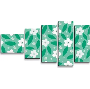 Obraz Sablio Obraz - 5-dílný Bílé květy s lístky - 100x60 cm