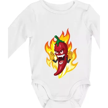 Chili paprička velmi pálivá - Body kojenecké s dlouhým rukávem - Dlouhý r. do 3 měs ( Bílá )
