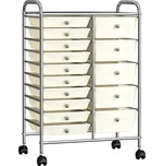 Mobilní úložný vozík s 15 zásuvkami bílý plastový IM_320408