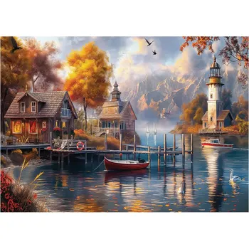 Puzzle Puzzle Podzim u jezera 1500 dílků ANATOLIAN