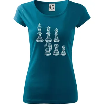 Dámské tričko Šachové figurky kreslené - Dámské triko Pure - L ( Petrolejová )