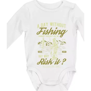 Kojenecký body A Day Without Fishing - Body kojenecké s dlouhým rukávem - Dlouhý r. do 3 měs ( Bílá )