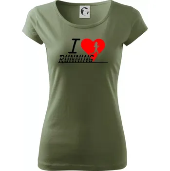 Dámské tričko I love running holka - Dámské triko Pure - XS ( Khaki )