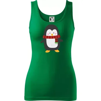 Dámské oblečení Tučňák se šálou - Dámské tílko - XS ( Středně zelená )