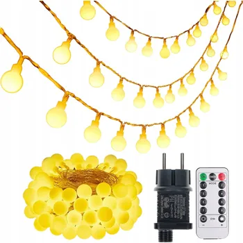 Vánoce VÁNOČNÍ OSVĚTLENÍ NA STROMEČEK NA BATERIE S DÁLKOVÝM OVLADAČEM, KULIČKY 100 LED TEPLÁ BÍLÁ BARVA, DÉLKA 15 m