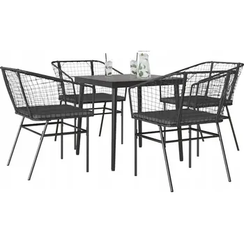 Zahradní sestava Sada zahradního nábytku z umělého ratanu VidaXL šedá 5 ks