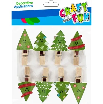 Vánoční dekorace Euro-Trade Kolíčky vánoční stromečky 8 ks 596962