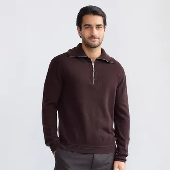 Pánský svetr Reserved - Svetr s vysokým podílem vlny a příměsí kašmíru - hnědá - 473GQ-88X - 473GQ-88X-XL