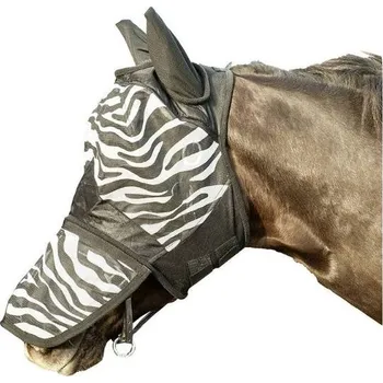 Vybavení pro koně Maska proti hmyzu HKM Zebra s nosem white/black SHETTY