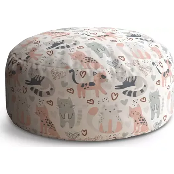 Taburet Sablio Taburet Circle Malované kočičky: 38x48 cm