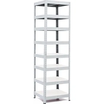 regál Policový regál Trestles RH 2200x600x600, nosnost 2000 kg, 8 polic bílých Barva: šedá