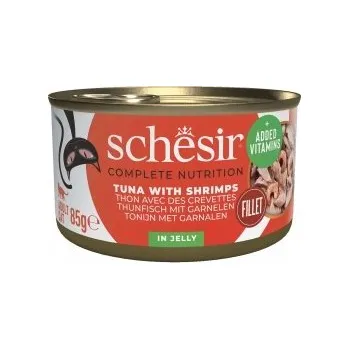 Krmivo pro kočku Mokré krmivo pro kočky SCHESIR Adult v želé Tuňák Krevety 85 g