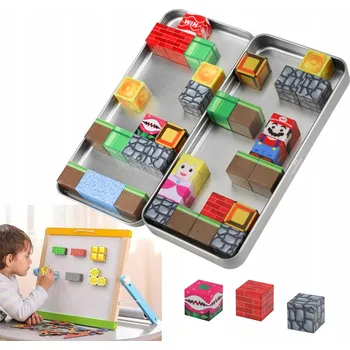 ostatní stavebnice Přenosné magnetické stavebnice v kovové krabičce, 35 dílků.