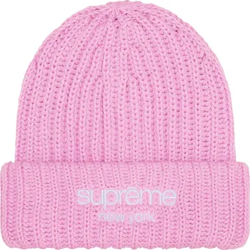 Čepice Supreme Chunky Rib Classic Logo Beanie Pink Velikost: ONE SIZE