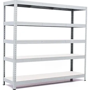 regál Policový regál Trestles RH 1500x1200x450, nosnost 1750 kg, 5 polic bílých Barva: šedá