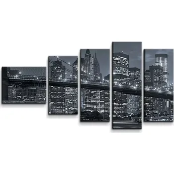 Obraz Sablio Obraz - 5-dílný Noční New York 2 - 100x60 cm