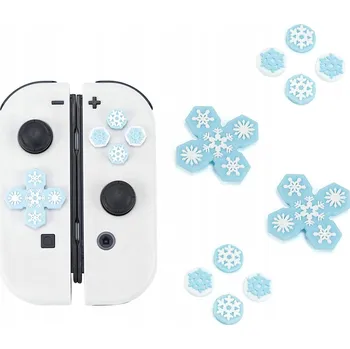 Herní konzole SILIKONOVÉ KRYTKY NA JOYSTICKY NINTENDO SWITCH OLED - VZOR SNĚHOVÉ VLOČKY x10