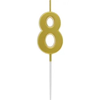 Dortová svíčka Dortová svíčka č. 8 zlatá - pikery 596748