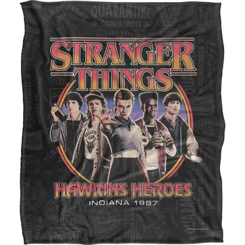 Dětská deka Deky z Stranger Things - Flísová deka Season 5 - Hawkins Heroes - Žádný - vícebarevný