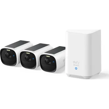 IP kamera Venkovní kamera se solárním nabíjením Anker eufy E40 (sada 3ks+jednotka HomeBase 3) 2K bílá E8144328