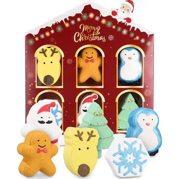 SADA ŠUMIVÝCH KOULÍ DO KOUPELE 6 VÁNOČNÍCH TVARŮ - MIKULÁŠ, TUČŇÁK, PERNÍČEK