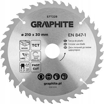 Pilový kotouč Pilový kotouč vidiový 210 x 30 mm, 40 zubů na dřevo a MDF GRAPHITE