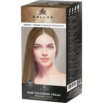 Barva na vlasy KALLOS GLOW BARVA NA VLASY 800 SVĚTLÁ BLOND PROFESIONÁLNÍ BARVA 60+60 ML