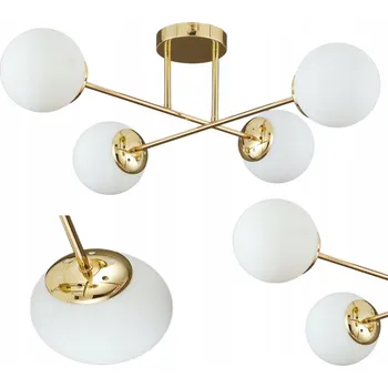 Zlaté Závěsné Stropní Svítidlo Lustr Bílé Koule LED E27 Značkové ELEGANCE