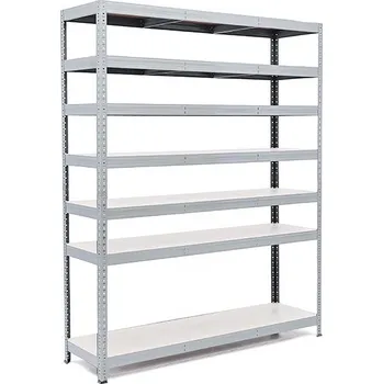 regál Policový regál Trestles RH 2200x1400x600, nosnost 1750 kg, 7 polic bílých Barva: šedá