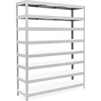 regál Policový regál Trestles RH 2200x1200x300, nosnost 2000 kg, 8 polic bílých Barva: šedá