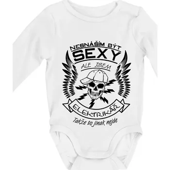 Nesnáším být sexy - elektrikář - Body kojenecké s dlouhým rukávem - Dlouhý r. do 3 měs ( Bílá )