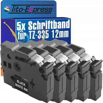 Pásek do tiskárny 5x Páska do BROTHER TZ-335 12mm 8m TZe-335 černá