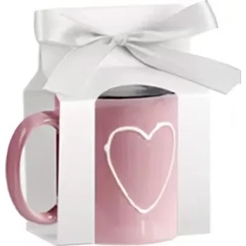 Bílá dárková krabička na hrnek s mašlí – elegantní balení dárku bílá