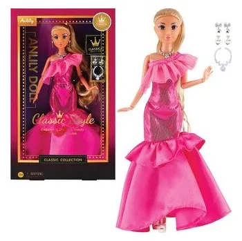 Panenka Módní panenka ve společenských šatech - tmavě růžové šaty