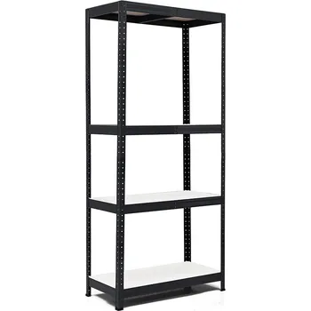 regál Policový regál Trestles RH 1800x900x450, nosnost 1400 kg, 4 police bílé Barva: černá