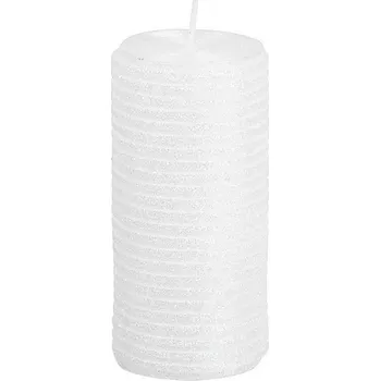 Svíčka Svíčka s glitry MagicHome bílá, 5x9,5cm